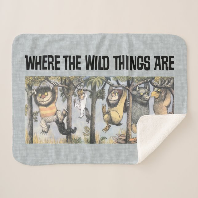 Wild Things and Max Swinging From Trees Sherpa Blanket (Front (Horizontal))