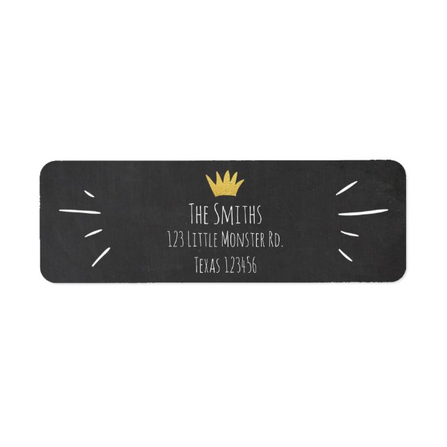 Wild Things Gold Crown Return Address Label Boy (Front)