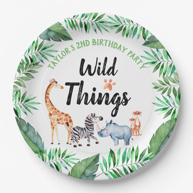 Wild Things Safari Animal Wild Things Birthday Paper Plate (Front)