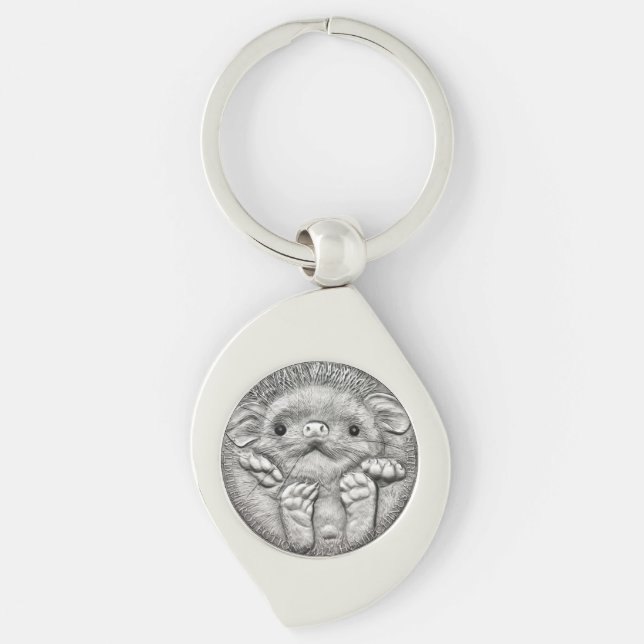WILD THINGS: Silver Hedgehog - Key Ring (Front)