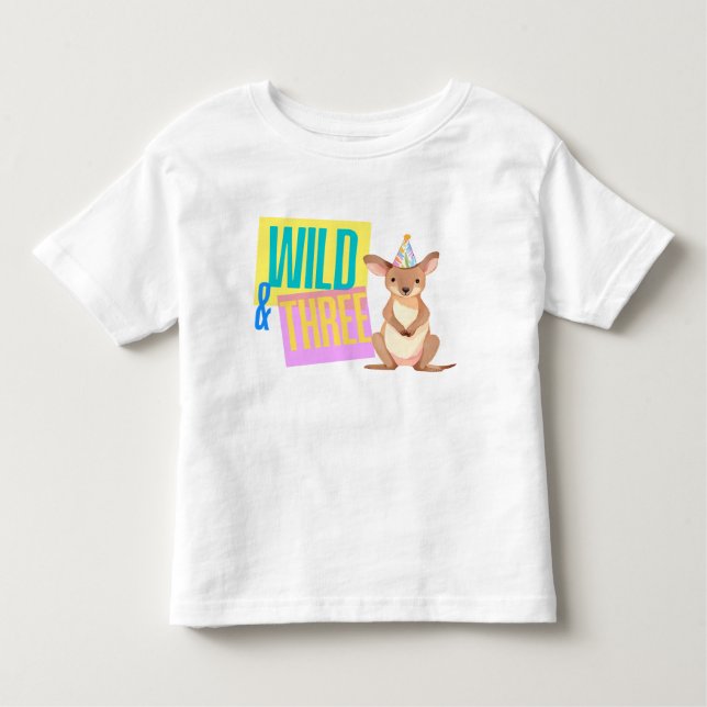 Wild & Three 3rd Birthday Kangaroo T-Shirt (Front)