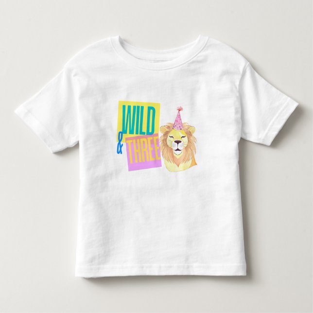 Wild & Three 3rd Birthday Lion T-Shirt (Front)