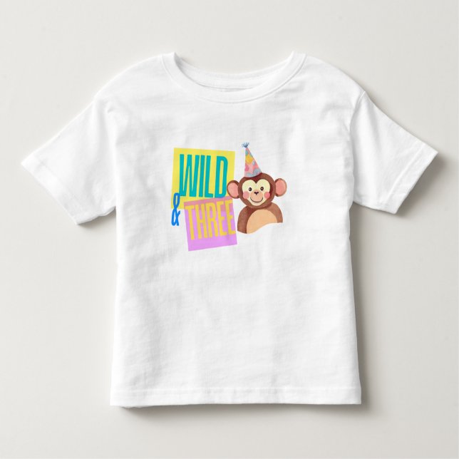 Wild & Three 3rd Birthday Monkey T-Shirt (Front)