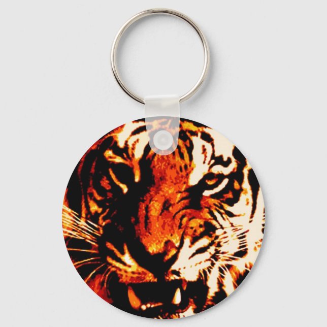 Wild Tiger Basic Button Keychain (Front)