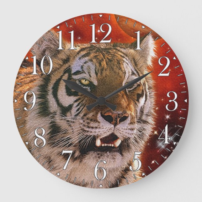 Wild Tiger Big Cat Art Animal-lover Wall Clock (Front)