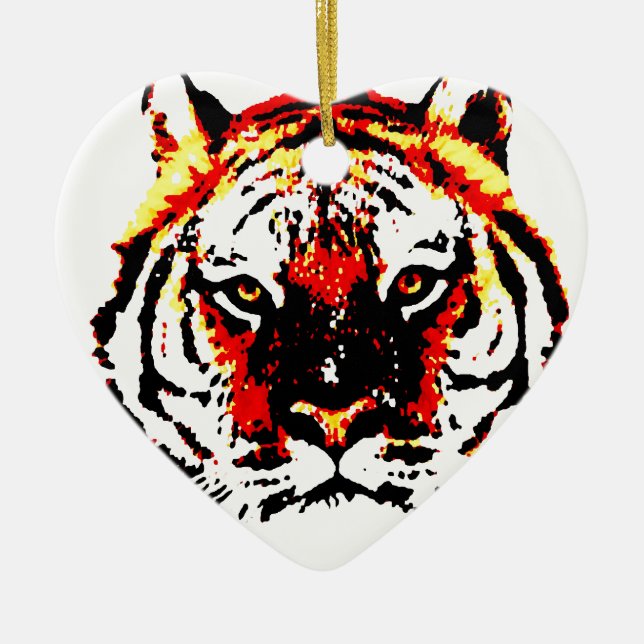 Wild Tiger Ceramic Tree Decoration (Front)