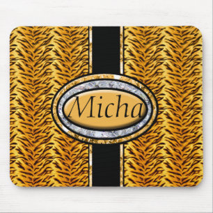 Wild Tiger Diamond Monogram Mouse Pad