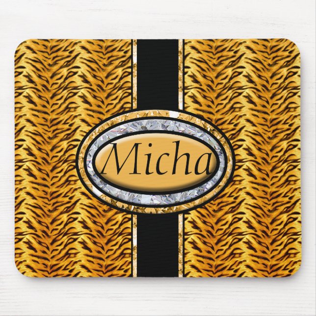 Wild Tiger Diamond Monogram Mouse Pad (Front)