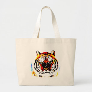 Wild Tiger Eyes Large Tote Bag