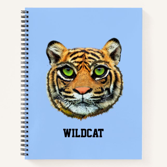 Wild Tiger Face on Light Blue Notebook (Front)