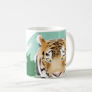 Wild Tiger Head Watercolor Birthday  Coffee Mug