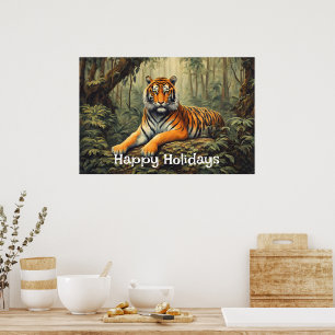 Wild Tiger In The Tropical Forest Vintage Poster