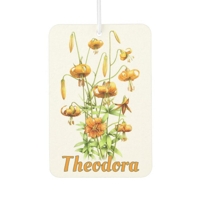 Wild Tiger Lilies Botanical Art Personalised  Car Air Freshener (Front)