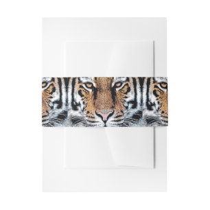 Wild Tiger Portrait Graphic Press Style Invitation Belly Band