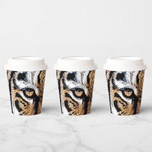 Wild Tiger Portrait Graphic Press Style Paper Cups