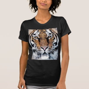 Wild Tiger Portrait Graphic Press Style T-Shirt