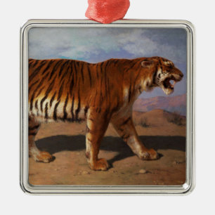 Wild Tiger Stalking its Prey (by Rosa Bonheur) Metal Ornament