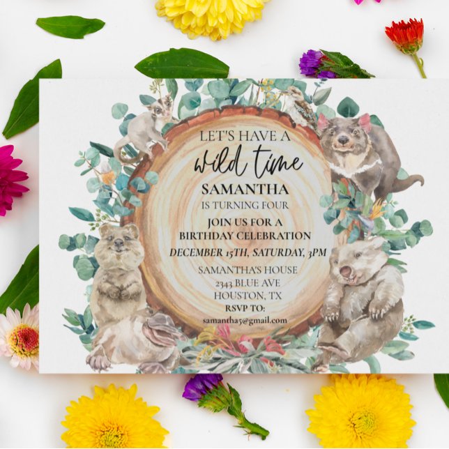 Wild Time Cute Australian Animals Birthday  Invitation (Creator Uploaded)