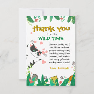 Wild Time Cute Kitty Cat Greenery Thank You Card