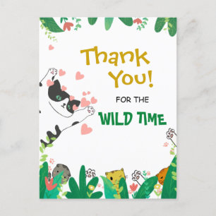 Wild Time Cute Tuxedo Kitty Cat Thank You  Postcard