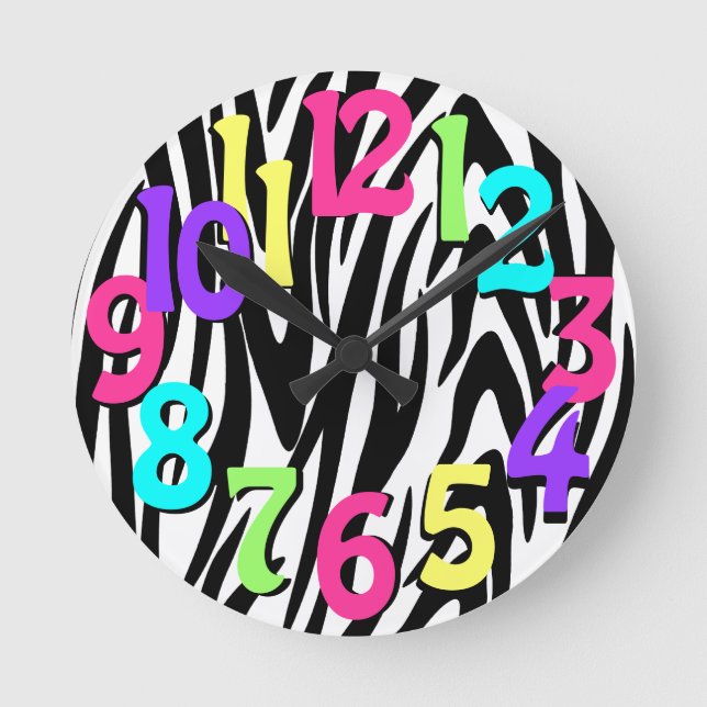 Wild Time Zebra Stripe Round Clock (Front)