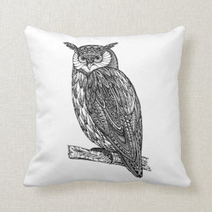 Wild Totem Animal Owl Doodle Cushion