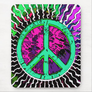 Wild Trippy Hippie Peace Sign Mouse Pad