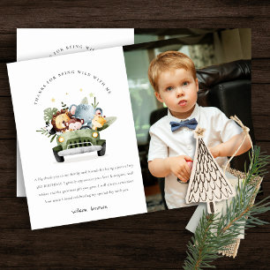 Wild Tropical Jungle Animals in Car Birthday Photo Thank You Card