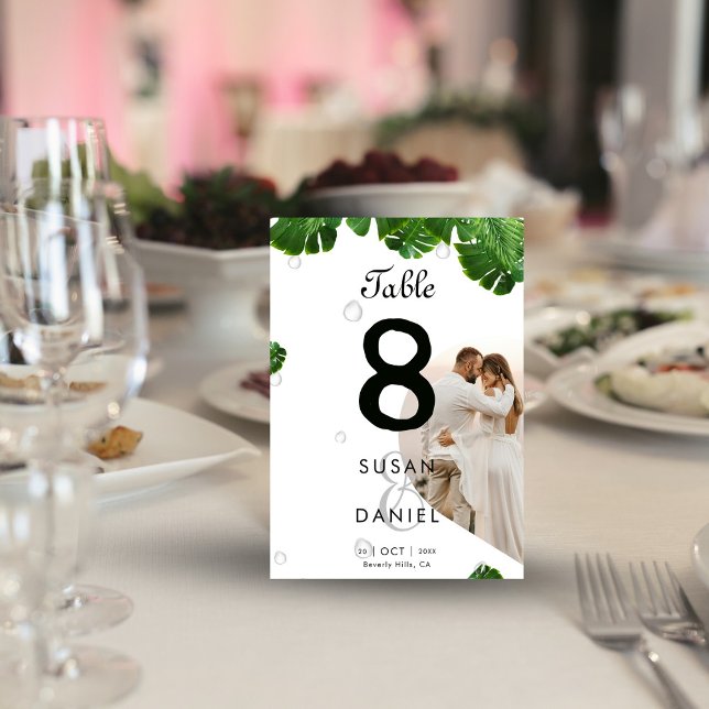 Wild Tropical & Lush Palm Leaves Photo Wedding   Table Number (Creator Uploaded)