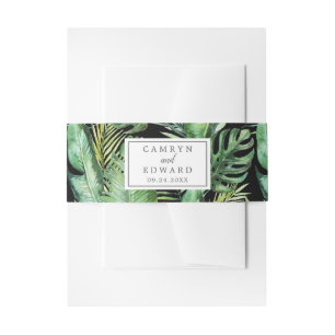 Wild Tropical Palm   Black Invitation Belly Band