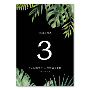 Wild Tropical Palm   Black Table Number