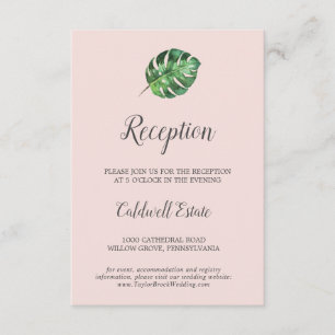 Wild Tropical Palm   Blush Reception Insert Card