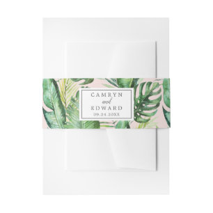 Wild Tropical Palm Blush Wedding Belly Band Invitation Belly Band
