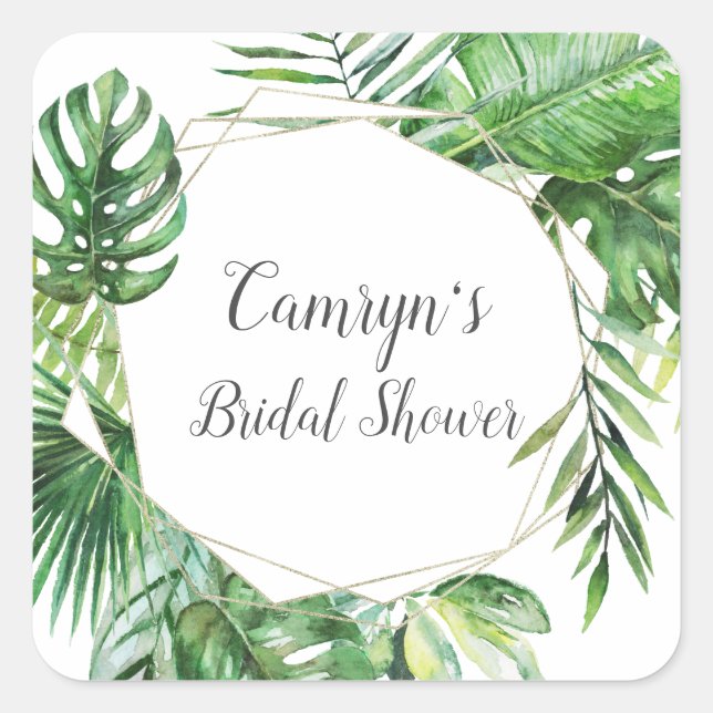 Wild Tropical Palm Bridal Shower Envelope Seals (Front)