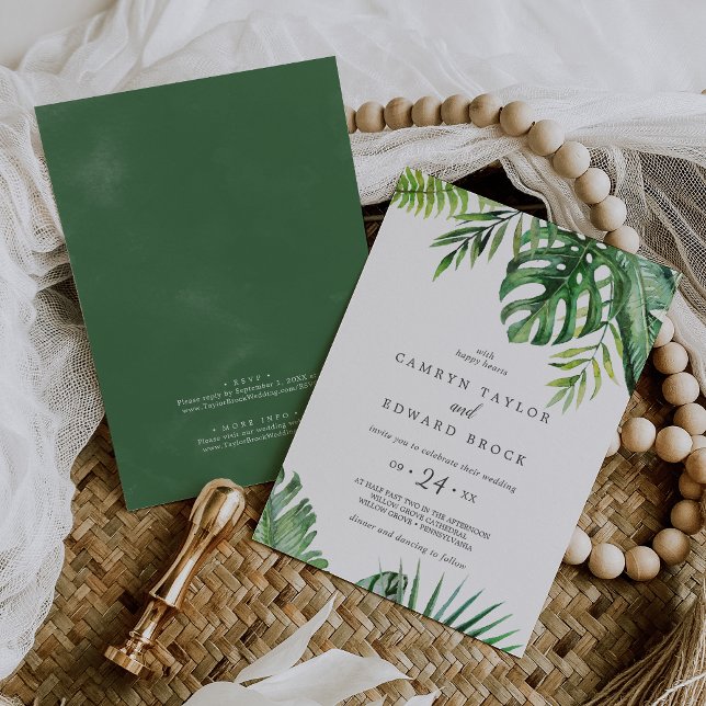 Wild Tropical Palm Casual All In One Wedding Invitation (Creator Uploaded)