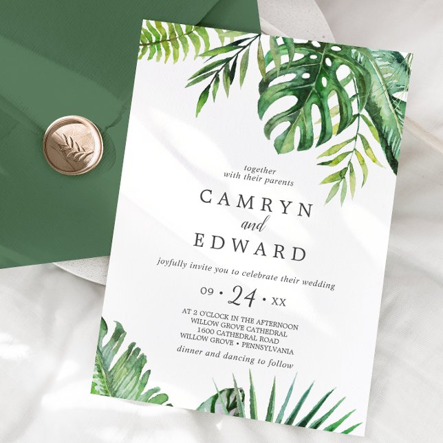 Wild Tropical Palm Casual Wedding Invitation (Creator Uploaded)