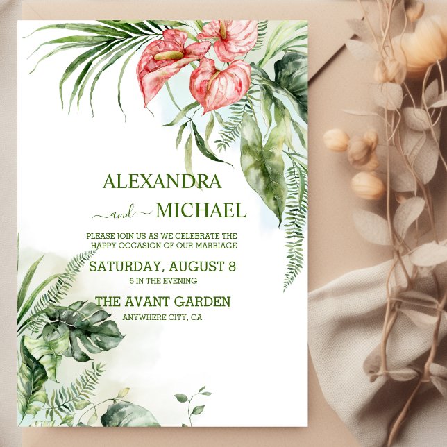 Wild Tropical Palm Casual Wedding Invitation (Creator Uploaded)
