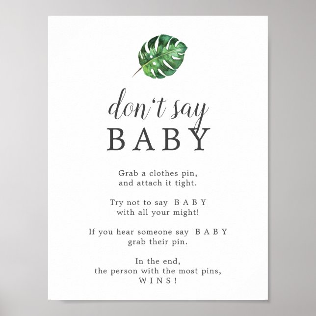 Wild Tropical Palm Don't Say Baby Game Sign (Front)
