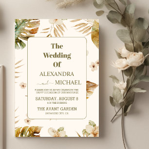 Wild Tropical Palm Geometric Wedding Invitation