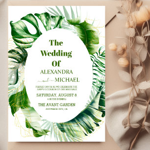 Wild Tropical Palm Geometric Wedding Invitation