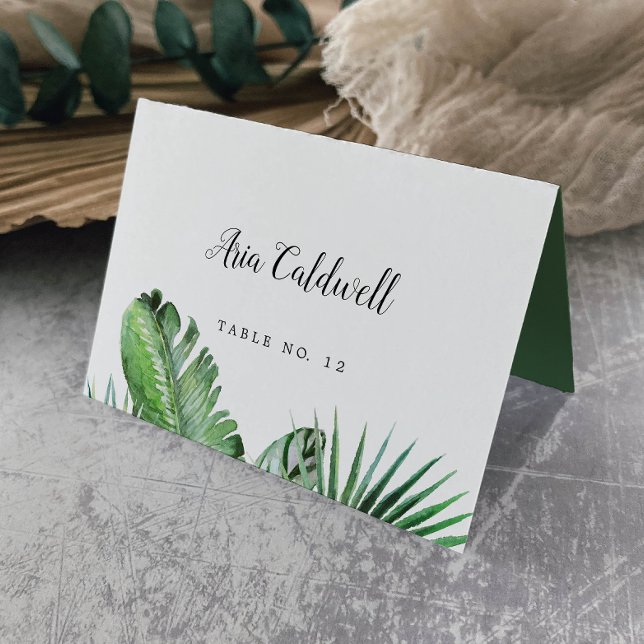 Wild Tropical Palm Guest Name Wedding Place Card (Creator Uploaded)