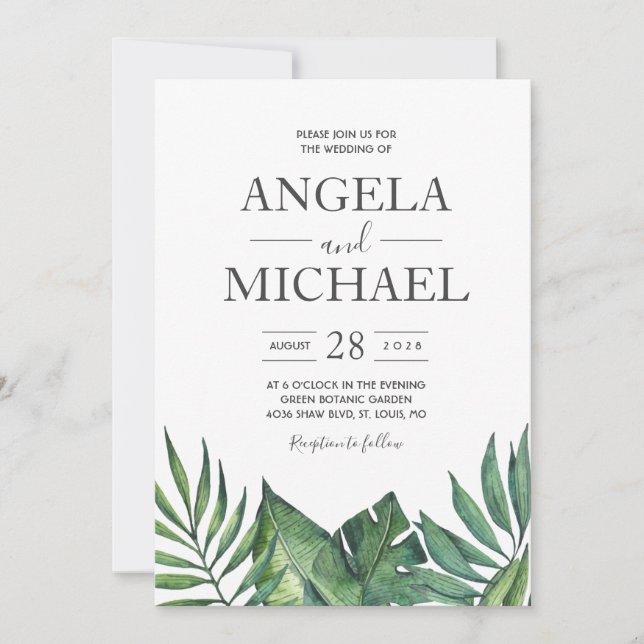 Wild Tropical Palm Hexagon Casual Invitation (Front)