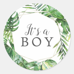 Wild Tropical Palm It's A Boy Baby Shower Sticker