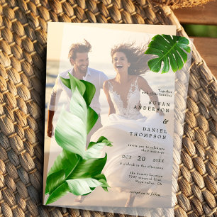 Wild Tropical Palm Leaves Elegant Wedding Vellum Invitations
