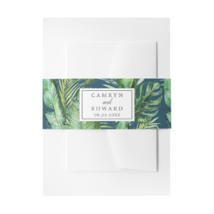Wild Tropical Palm Navy Invitation Belly Band
