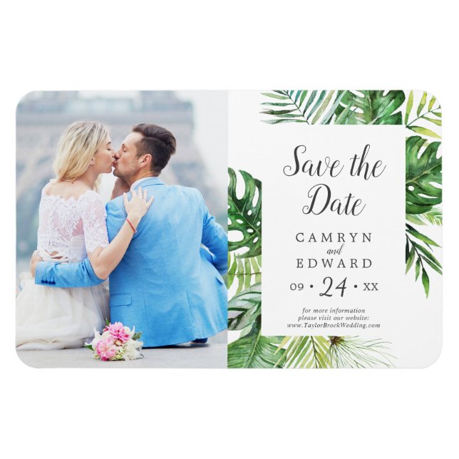 Wild Tropical Palm Picture Save the Date Magnet (Horizontal)