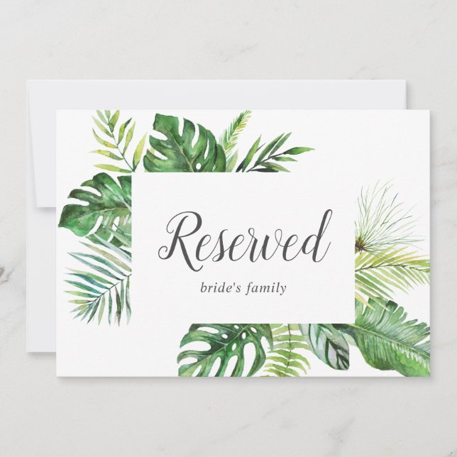 Wild Tropical Palm Reserved Sign (Front)