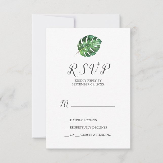 Wild Tropical Palm Simple RSVP Card (Front)