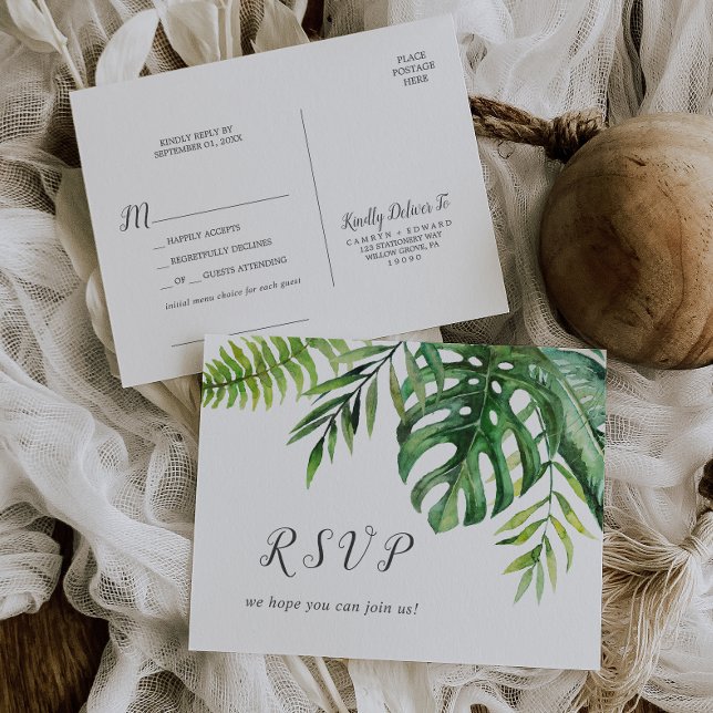 Wild Tropical Palm Song Request RSVP Postcard (Creator Uploaded)