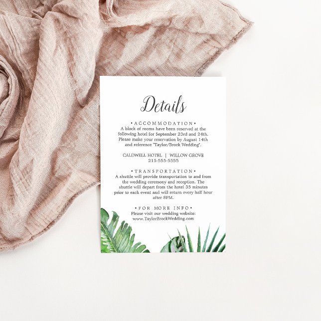 Wild Tropical Palm Wedding Details Enclosure Card (Creator Uploaded)